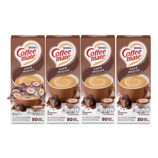 Picture of Liquid Coffee Creamer, Cafe Mocha, 0.38 Oz Mini Cups, 50/box, 4 Boxes/carton, 200 Total/carton