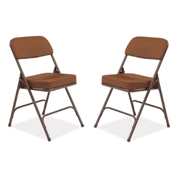 Picture of 3200 Series Premium Fabric Dual-Hinge Folding Chair, Supports 300 lb, Gold Seat/Back, Brown Base, 2/CT, Ships in 1-3 Bus Days