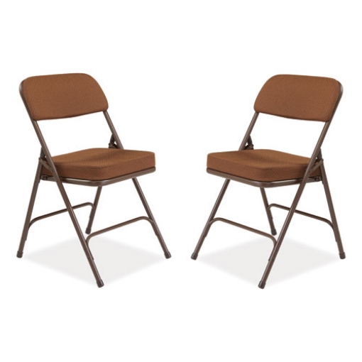 Picture of 3200 Series Premium Fabric Dual-Hinge Folding Chair, Supports 300 lb, Gold Seat/Back, Brown Base, 2/CT, Ships in 1-3 Bus Days