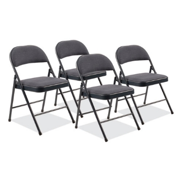 Picture of 970 Series Fabric Padded Steel Folding Chair, Supports 250 lb, 17.75" Seat Ht, Star Trail Blue, 4/CT,Ships in 1-3 Bus Days