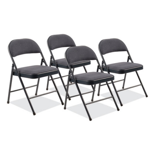 Picture of 970 Series Fabric Padded Steel Folding Chair, Supports 250 lb, 17.75" Seat Ht, Star Trail Blue, 4/CT,Ships in 1-3 Bus Days
