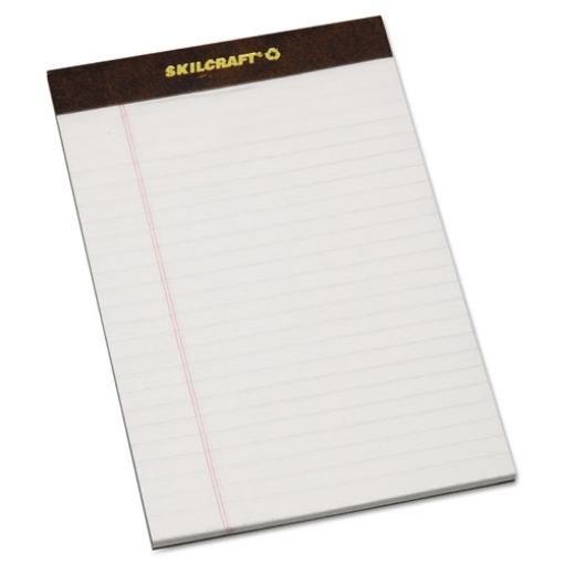 Picture of 7530013723107 Skilcraft Legal Pads, Wide/legal Rule, Brown Leatherette Headband, 50 White 5 X 8 Sheets, Dozen