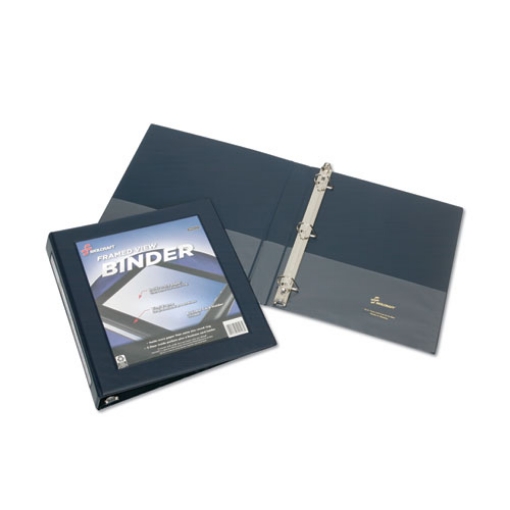 Picture of 7510014621388 Skilcraft Framed Slant-D Ring View Binder, 3 Rings, 1" Capacity, 11 X 8.5, Navy Blue