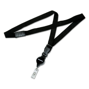 Picture of 8455016130199 SKILCRAFT Breakaway Lanyard, Plastic Retractable Reel Fastener, 36"Long, Nylon, Black, Dozen