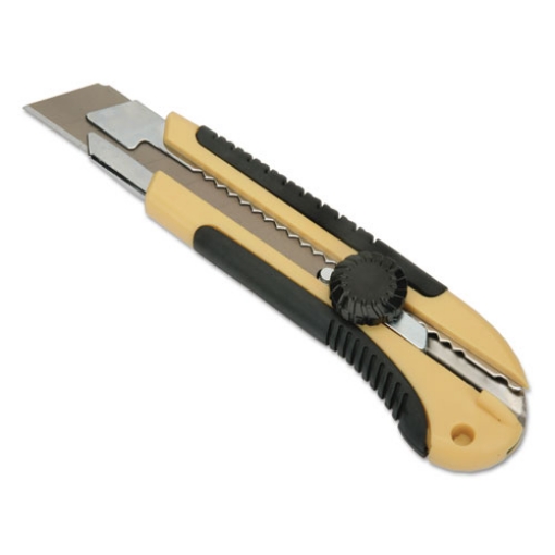 Picture of 5110016215259 SKILCRAFT Heavy-Duty Utility Knife, Cushion Grip, Snap-Off Blade, 25 mm, 7" Plastic Handle, Yellow/Black