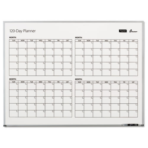 Picture of 7110016222133 SKILCRAFT Quartet 4-Month Dry Erase Calendar, 48 x 36, White Surface, Silver Aluminum Frame