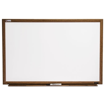 Picture of 7110016305158 SKILCRAFT Quartet Melamine Dry Erase White Board, 36 x 24, White Surface, Light Brown Oak Frame