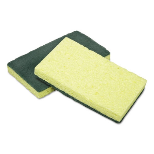 Picture of 7920016634340, Skilcraft, Cellulose Scrubber Sponge, 2.75 X 4.5, 0.7 Thick", Yellow/green, 3/pack