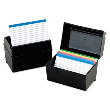 Picture of Plastic Index Card File, Holds 300 3 X 5 Cards, 5.63 X 3.63 X 3.63, Black