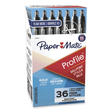 Picture of Profile Ballpoint Pen Value Pack, Retractable, Bold 1.4 mm, Black Ink, Translucent Black Barrel, 36/Box