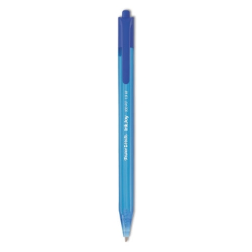 Picture of InkJoy 100 RT Ballpoint Pen, Retractable, Medium 1 mm, Blue Ink, Translucent Blue Barrel, Dozen
