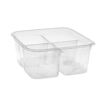 Picture of EarthChoice Square Recycled Bowl,4-Compartment, 32 oz, 6.13 x 6.13 x 2.61, Clear, Plastic, 360/Carton