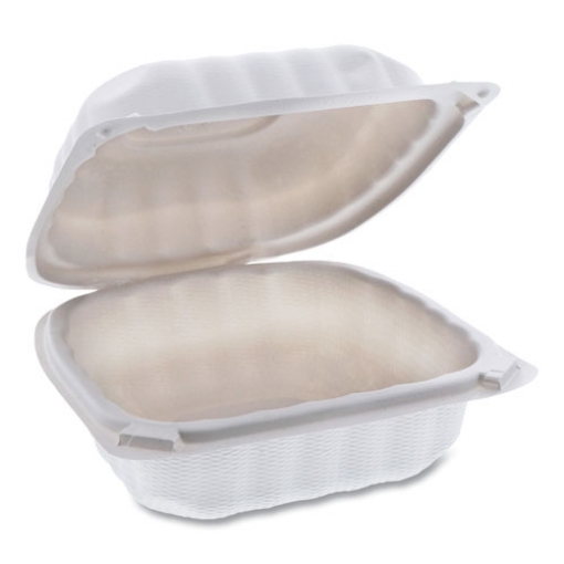 Picture of EarthChoice SmartLock Microwavable MFPP Hinged Lid Container, 6 x 6 x 3.1, White, Plastic, 400/Carton