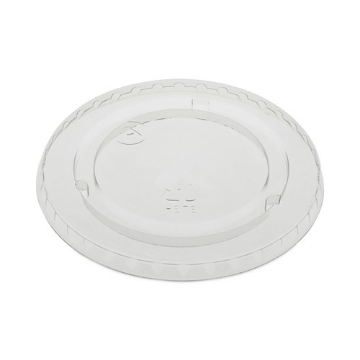 Picture of EarthChoice Strawless RPET Lid, Flat Lid, Fits 9 oz to 20 oz "A" Cups, Clear 1,020/Carton