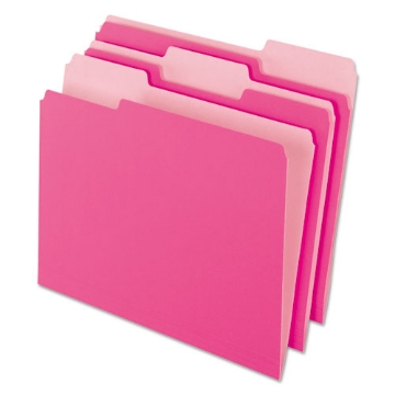 Picture of Interior File Folders, 1/3-Cut Tabs: Assorted, Letter Size, Pink, 100/Box