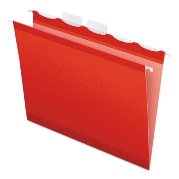 Picture of Ready-Tab Colored Reinforced Hanging Folders, Letter Size, 1/5-Cut Tabs, Red, 25/Box