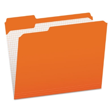 Picture of Double-Ply Reinforced Top Tab Colored File Folders, 1/3-Cut Tabs: Assorted, Letter Size, 0.75" Expansion, Orange, 100/Box