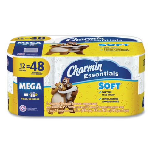 Picture of Essentials Soft Bathroom Tissue, Septic Safe, 2-Ply, White, 352 Sheets/Roll, 12/Pack