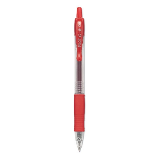 Picture of G2 Premium Gel Pen, Retractable, Extra-Fine 0.5 mm, Red Ink, Smoke/Red Barrel, Dozen