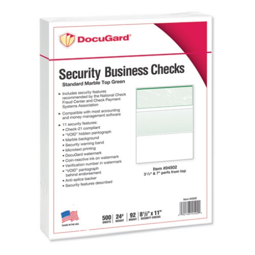 Picture of Standard Security Check, 11 Features, 8.5 X 11, Green Marble Top, 500/ream