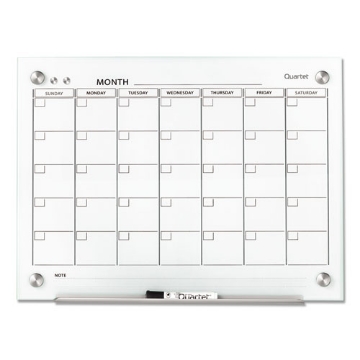 Picture of Infinity Magnetic Glass Calendar Board, One Month, 24 x 18, White Surface
