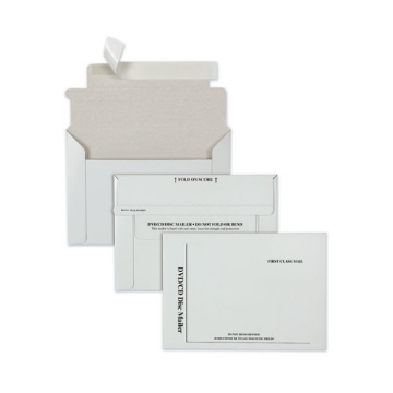 Picture of Disk/CD Foam-Lined Mailers for CDs/DVDs, Square Flap, Redi-Strip Adhesive Closure, 8.5 x 6, White, 25/Box