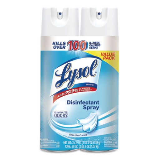 Picture of Disinfectant Spray, Crisp Linen, 19 Oz Aerosol Spray, 2/pack, 4 Packs/carton