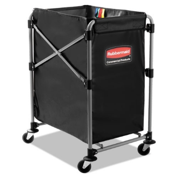 Picture of One-Compartment Collapsible X-Cart, Synthetic Fabric, 4.98 cu ft Bin, 20.33" x 24.1" x 34", Black/Silver