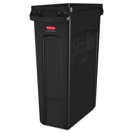 Picture of slim jim with venting channels, 23 gal, plastic, black