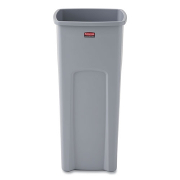 Picture of Untouchable Square Waste Receptacle, 23 gal, Plastic, Gray