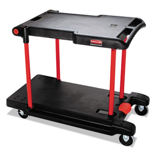 Picture of Convertible Utility Cart, Plastic, 2 Shelves, 400 lb Capacity, 23.88" x 45.13" x 34.38", Black