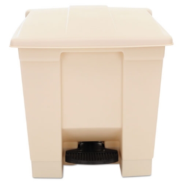Picture of indoor utility step-on waste container, 8 gal, plastic, beige