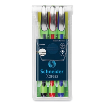 Picture of Xpress Fineliner Porous Point Pen, Stick, Medium 0.8 mm, Assorted Ink and Barrel Colors, 3/Pack