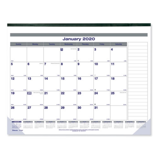 Picture of Net Zero Carbon Monthly Desk Pad Calendar, 22 x 17, White/Gray/Blue Sheets, Black Binding, 12-Month (Jan to Dec): 2024