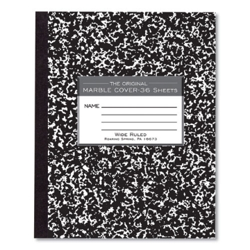 Picture of Marble Cover Composition Book, Wide/Legal Rule, Black Marble Cover, (36) 8.5 x 7 Sheets