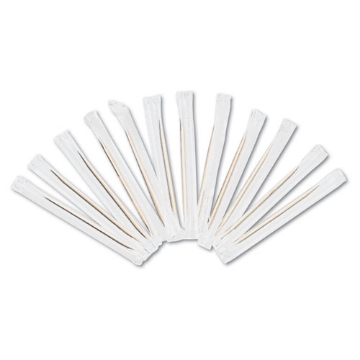 Picture of Cello-Wrapped Round Wood Toothpicks, 2.5", Natural, 1,000/box, 15 Boxes/carton