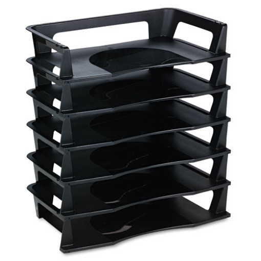 Picture of Regeneration Recycled Plastic Letter Tray, 6 Sections, Letter Size Files, 9.13" X 15.25" X 2.75", Black