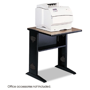 Picture of fax/printer stand with reversible top, metal, 1 shelf, 23.5" x 28" x 30", medium oak/black