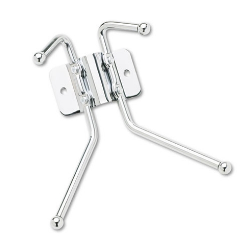 Picture of Metal Wall Rack, Two Ball-Tipped Double-Hooks, Metal, 6.5w x 3d x 7h, Chrome