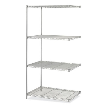 Picture of Industrial Add-On Unit, Four-Shelf, 36w x 24d x 72h, Steel, Metallic Gray, Ships in 1-3 Business Days