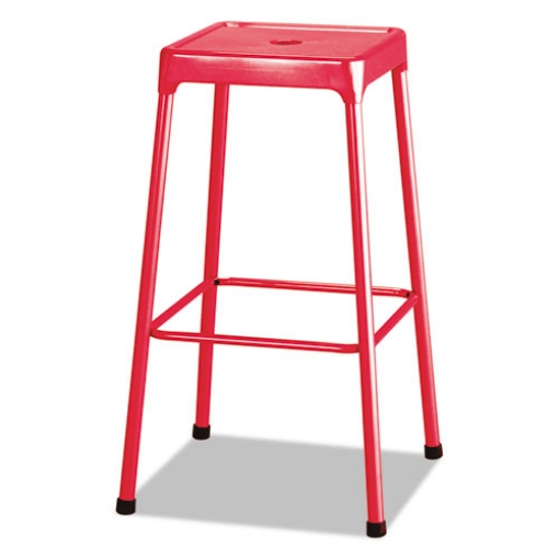Picture of Bar-Height Steel Stool, Backless, Supports Up To 250 Lb, 29" Seat Height, Red