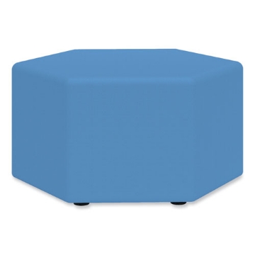 Picture of Learn 30" Hexagon Vinyl Ottoman, 30w x 30d x 18h, Blue, Ships in 1-3 Business Days