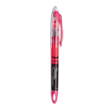 Picture of Liquid Pen Style Highlighters, Fluorescent Pink Ink, Chisel Tip, Pink/black/clear Barrel, Dozen