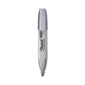 Picture of Metallic Chisel Tip Permanent Marker, Medium Chisel Tip, Silver, Dozen