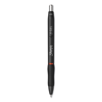 Picture of S-Gel High-Performance Gel Pen, Retractable, Fine 0.5 Mm, Red Ink, Black Barrel, Dozen