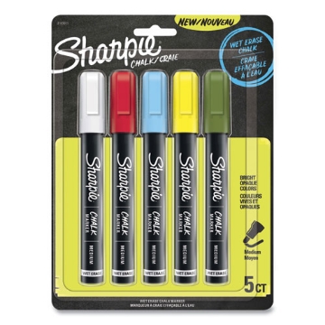 Picture of Wet-Erase Chalk Marker, Medium Bullet Tip, Assorted Colors, 5/pack