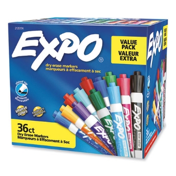 Picture of Low Odor Dry Erase Vibrant Color Markers, Broad Chisel Tip, Assorted Colors, 36/pack