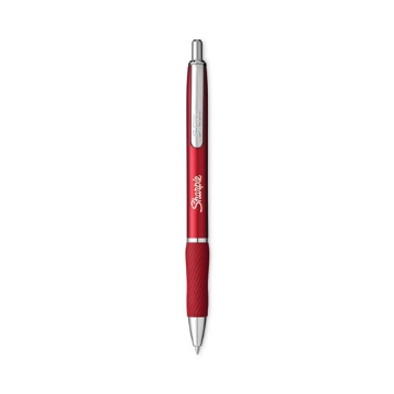 Picture of S-Gel Premium Metal Barrel Gel Pen, Retractable, Medium 0.7 mm, Black Ink, Red Barrel, 4/Pack