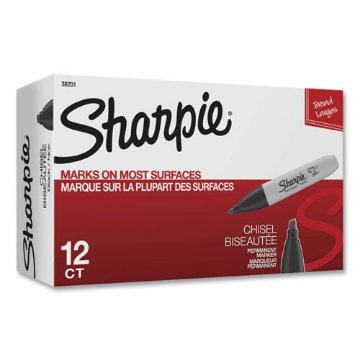 Picture of Chisel Tip Permanent Marker, Medium Chisel Tip, Black, Dozen