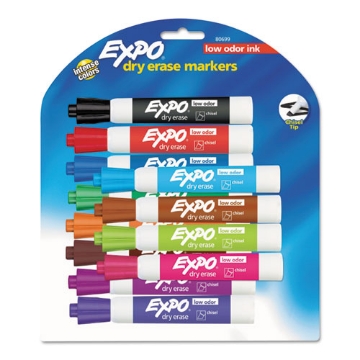 Picture of Low-Odor Dry-Erase Marker, Broad Chisel Tip, Assorted Colors, 12/set